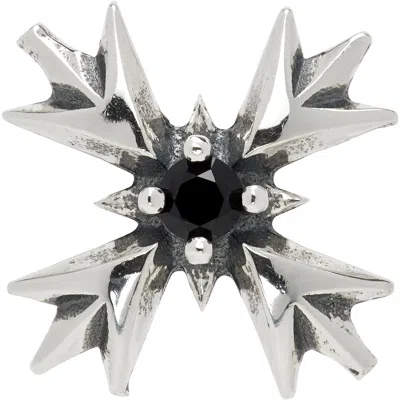 Emanuele Bicocchi Crystal Crest Single Earring In Black