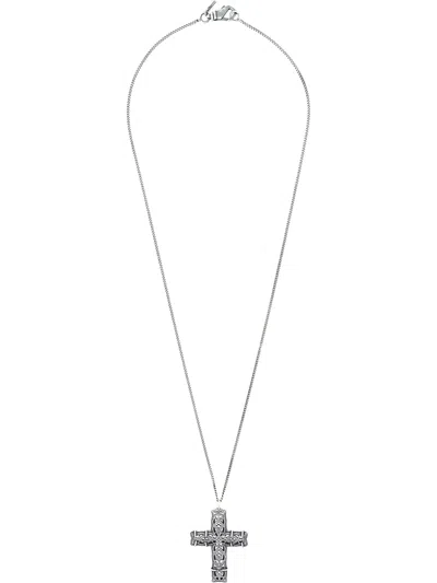 Emanuele Bicocchi Cutout Cross Long Necklace In Metallic