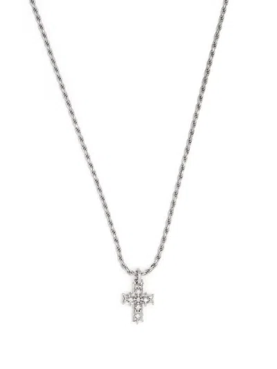 Emanuele Bicocchi Diamond Cross Pendant Necklace In Silver