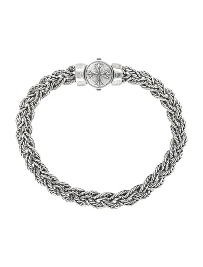 Emanuele Bicocchi Diamond-cut Flat Braided Bracelet In 银色