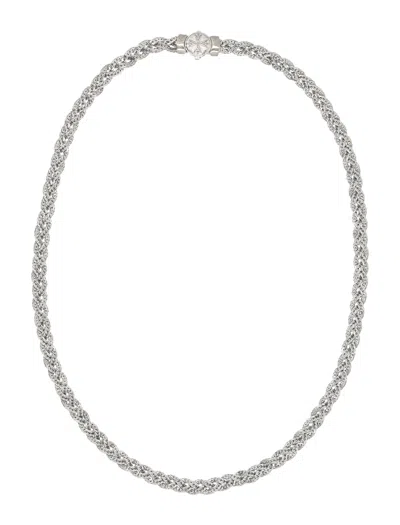 Emanuele Bicocchi Diamond-cut Flat Braided Necklace In White