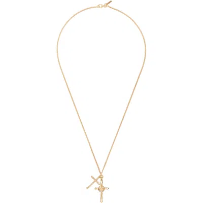 Emanuele Bicocchi Double Cross Necklace In Gold