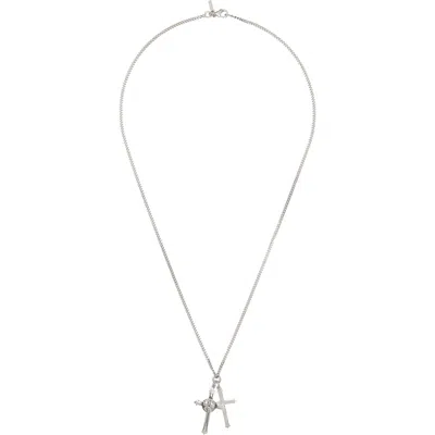 Emanuele Bicocchi Double Cross Necklace In Silver