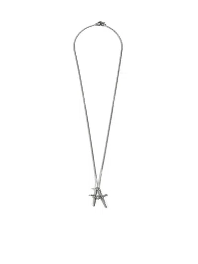 Emanuele Bicocchi Double Cross Pendant Necklace In Metallic