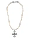Emanuele Bicocchi Eb Crest Pearl Necklace In Silver