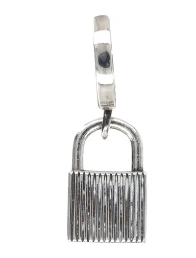 Emanuele Bicocchi Sterling Silver Single Earring With Padlock Pendant In Metallic