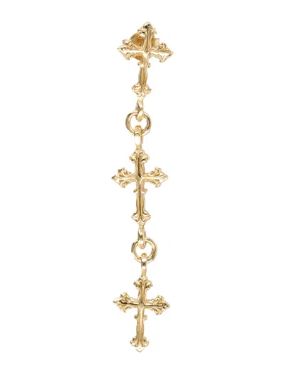 Emanuele Bicocchi Sterling Silver Single Earring With Three Avelli Crosses In Gold