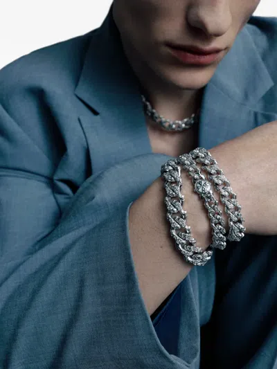 Emanuele Bicocchi Engraved Flourish Chain Bracelet In Silver