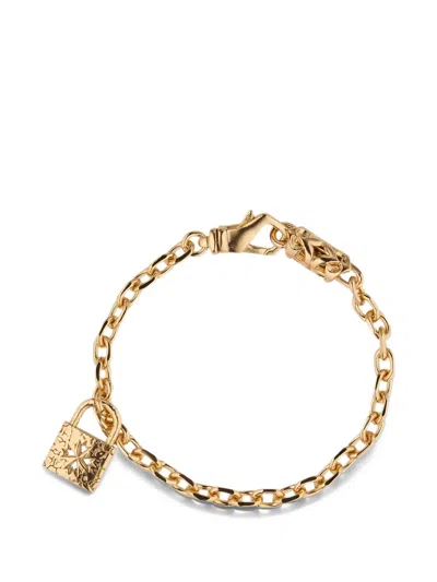 Emanuele Bicocchi Engraved Padlock Chain Bracelet In White