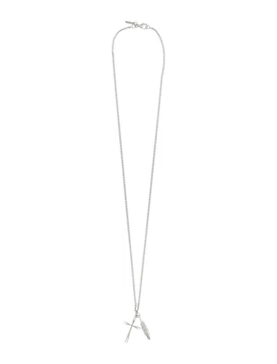 Emanuele Bicocchi Intricate Sterling Silver Pugnale And Cross Necklace In Gray