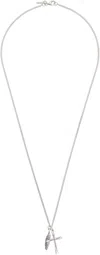 Emanuele Bicocchi Feather & Cross Necklace In Silver