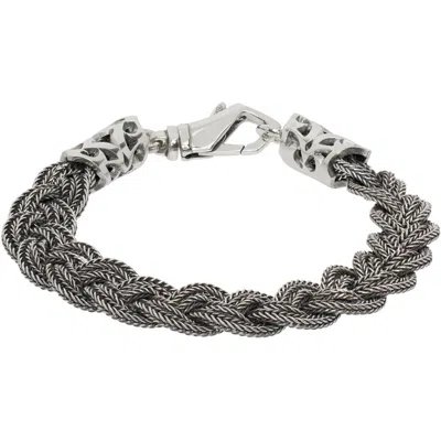 Emanuele Bicocchi Flat Braided Bracelet In Silver