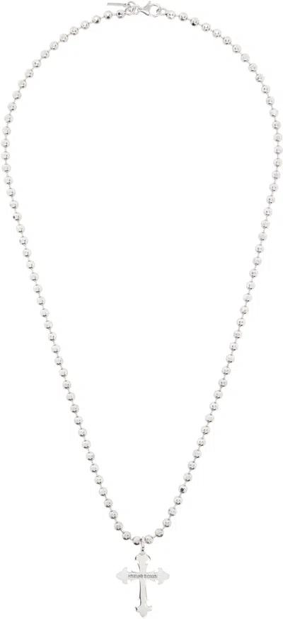 Emanuele Bicocchi Fleury Cross Beaded Chain Necklace In Silver