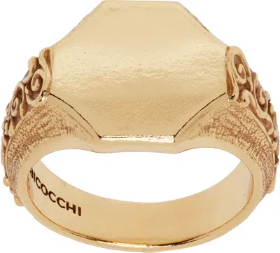 Emanuele Bicocchi Floral Mirrored Signet Ring In Gold