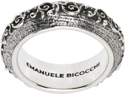 Emanuele Bicocchi Floral Motif Band Ring In Metallic