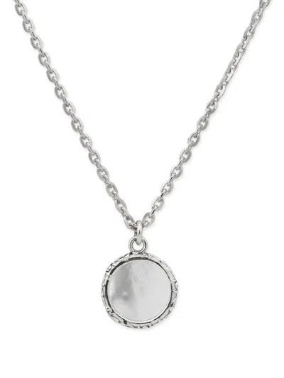 Emanuele Bicocchi Flourish Mother Of Pearl Amulet Necklace In Silber
