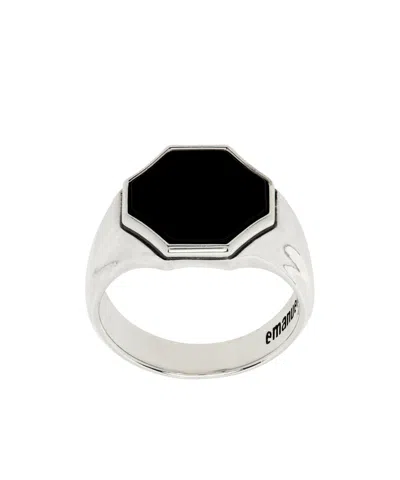 Emanuele Bicocchi Signet Flourish Ring In Black