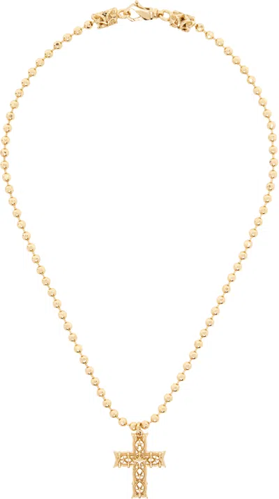 Emanuele Bicocchi Beaded Chain Notre-dame Cross Necklace In Gold