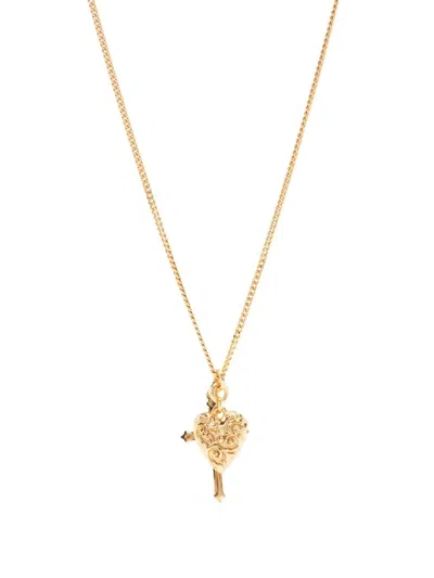 Emanuele Bicocchi Gold Cross And Arabesque Heart Pendant