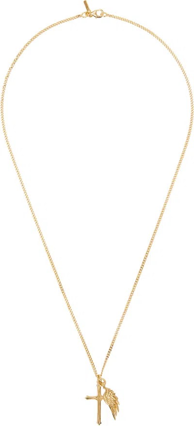 Emanuele Bicocchi Gold Cross & Wing Necklace