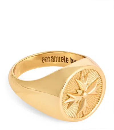 Emanuele Bicocchi Gold-plated Crest Signet Ring