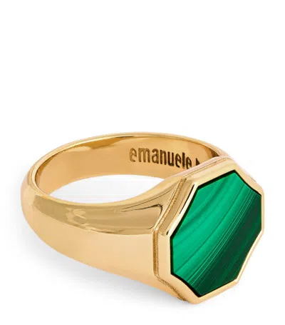 Emanuele Bicocchi Gold-plated Malachite Signet Ring