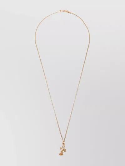 EMANUELE BICOCCHI GOLD PLATED SILVER NECKLACE WITH ROSE AND SKULL