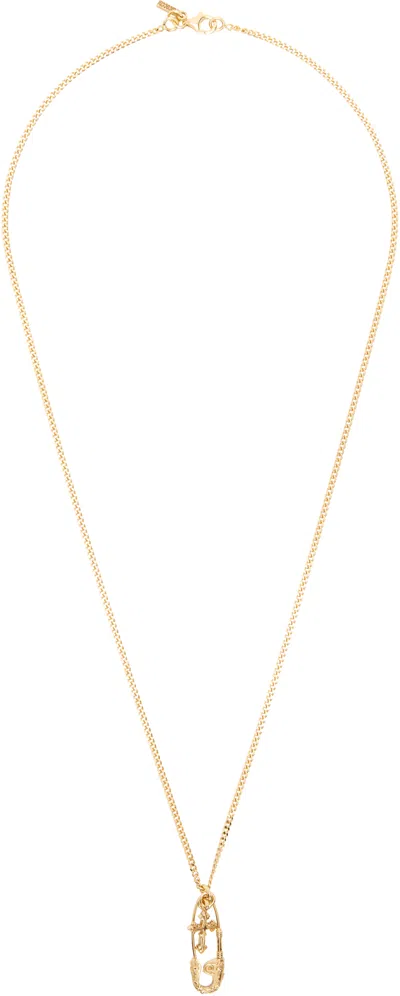 Emanuele Bicocchi Gold Safety Pin & Cross Necklace In Snpc4 / Silver /gold