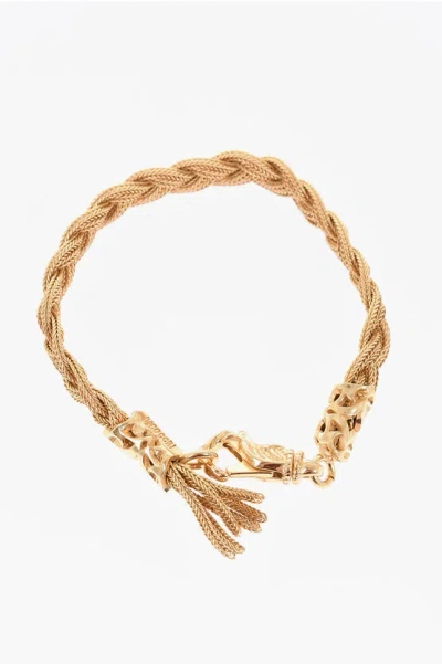 Emanuele Bicocchi Golden Effect Silver Bracelet With Fringes Detail Grösse M