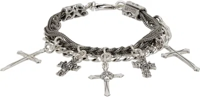 Emanuele Bicocchi Gothic Cross Charm Bracelet In Metallic