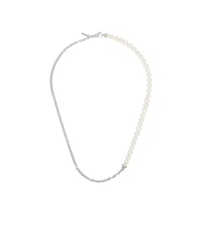 Emanuele Bicocchi Half Chain  Half Pearl Necklace In White