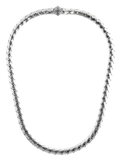 Emanuele Bicocchi Herringbone Chain Logo Necklace In Metallic