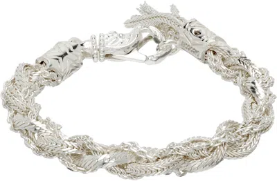 Emanuele Bicocchi Ice Round Braid Bracelet In Silver