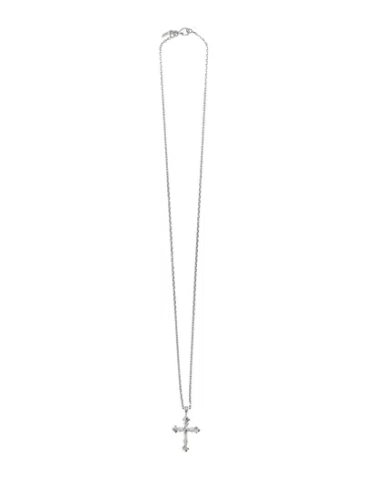 Emanuele Bicocchi Intricate Sterling Silver Medium Cross Necklace In Gray