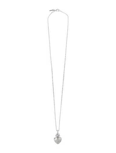 Emanuele Bicocchi Intricate Sterling Silver Sacred Heart Necklace In Gray