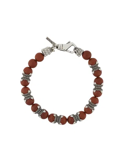 Emanuele Bicocchi Jasper Beaded Bracelet In Red