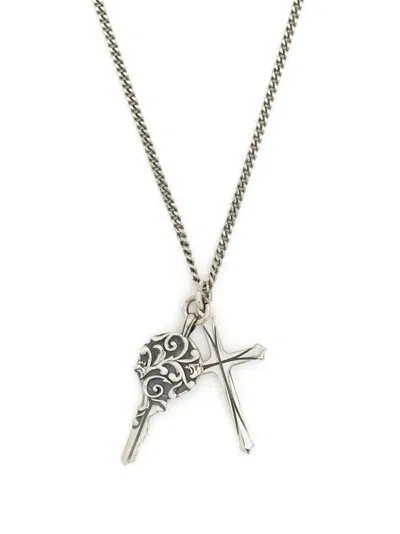 Emanuele Bicocchi Key And Cross Pedant Necklace In Silver