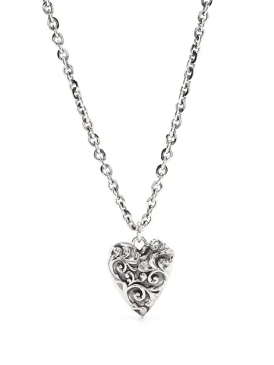 Emanuele Bicocchi Large Arabesque Heart Pendant In Silver
