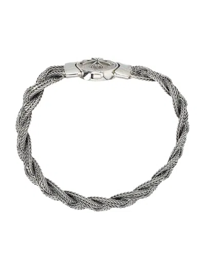 Emanuele Bicocchi Large Diamond-cut Flat Braided Bracelet In Metallic
