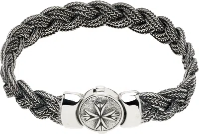 Emanuele Bicocchi Large Diamond-cut Flat Braided Bracelet In Silver