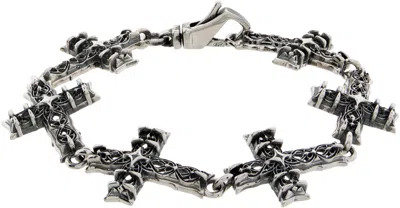 Emanuele Bicocchi Large Multi Notre-dame Cross Bracelet In Silver