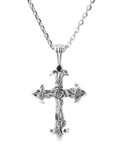 Emanuele Bicocchi Large Rose Cross Necklace In Metallic