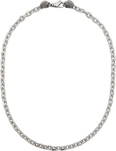 Emanuele Bicocchi Link Chain Skull Necklace In Metallic