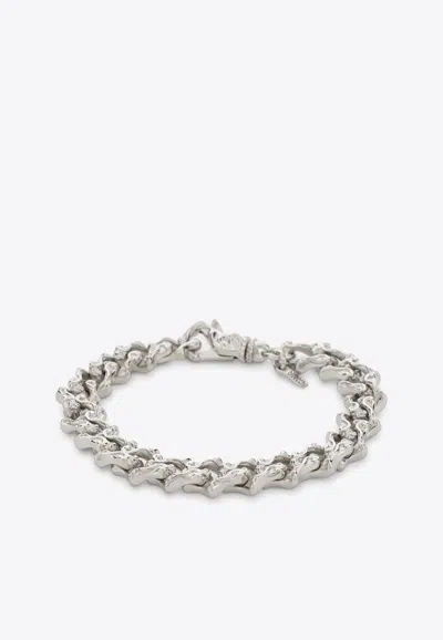 Emanuele Bicocchi Sterling Silver 925 Chain Bracelet With Small Crystals In Metallic