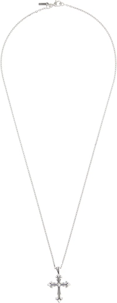 Emanuele Bicocchi Medium Fleury Cross Necklace In Silver