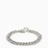 Emanuele Bicocchi Men's Sterling Silver 925 Chain Bracelet With Small Crystals In Metallic