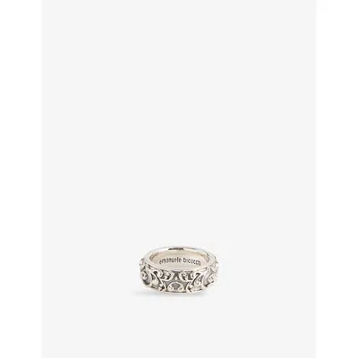 Emanuele Bicocchi Mens Arabesque Engraved Sterling Silver Ring