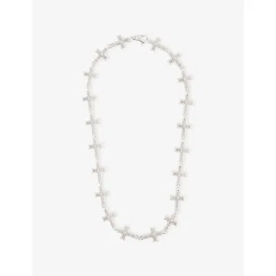 Emanuele Bicocchi Mens Multi Notre-dame Cross Sterling Silver Necklace In Metallic