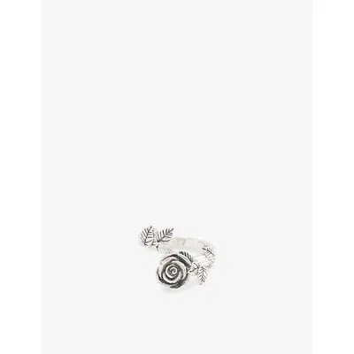 Emanuele Bicocchi Mens Spiral Blooming Rose 925 Sterling Silver Ring In Neutral