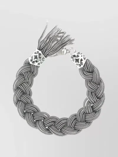 Emanuele Bicocchi Metallic Braided Bracelet Tassel Detail